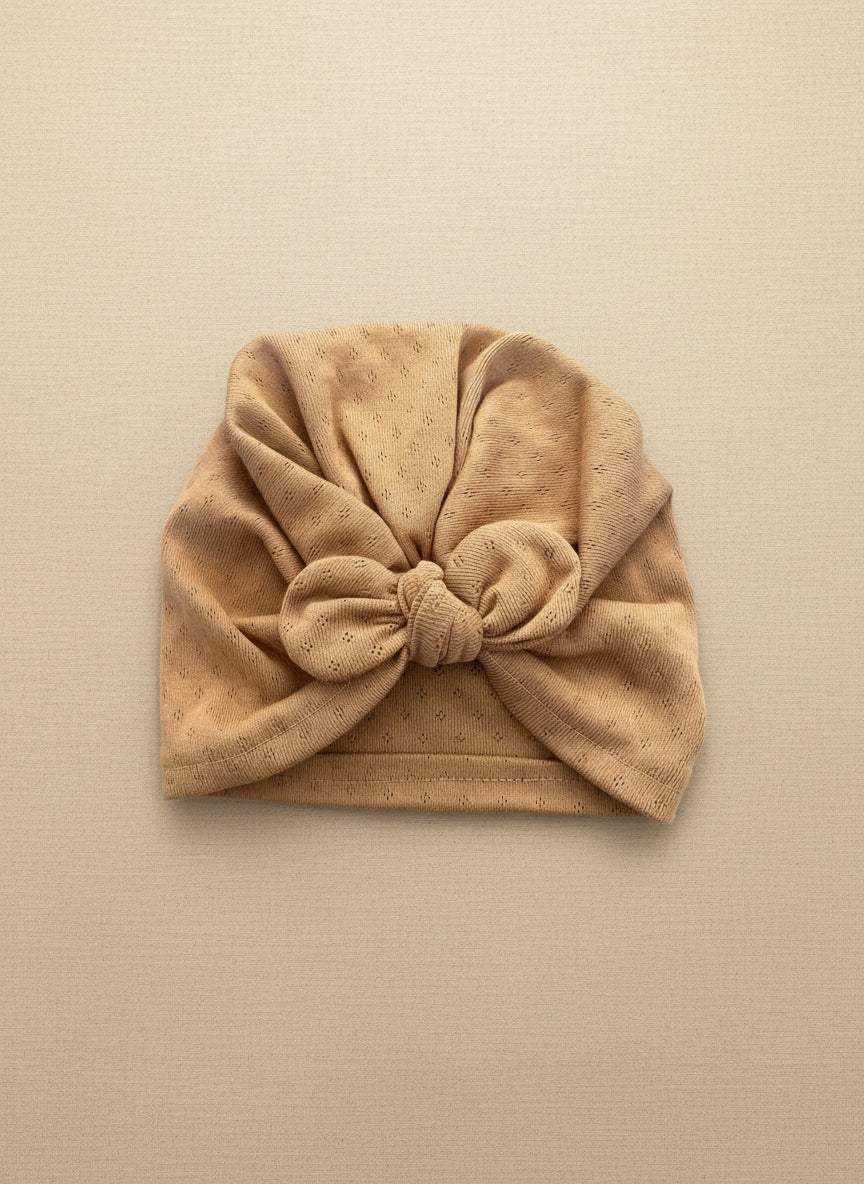 BONNET JERSEY POINTELLE Camel dès 6 mois