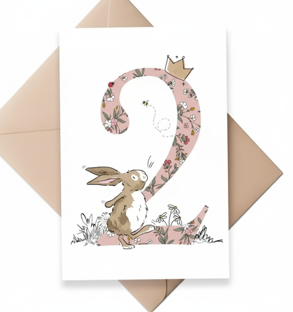 Carte d’anniversaire « Lapin 2 ans Rose Clair » 🎉🐰