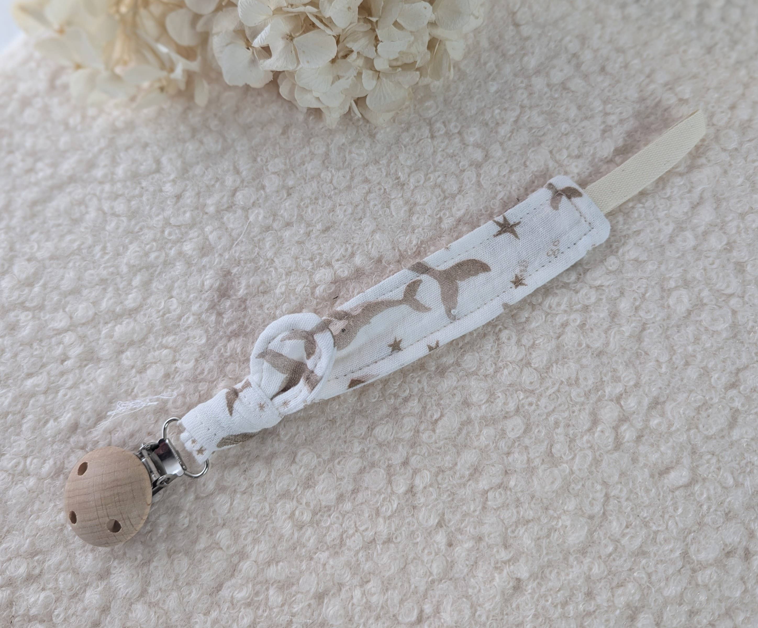 Attache-tétine double gaze Petite baleine