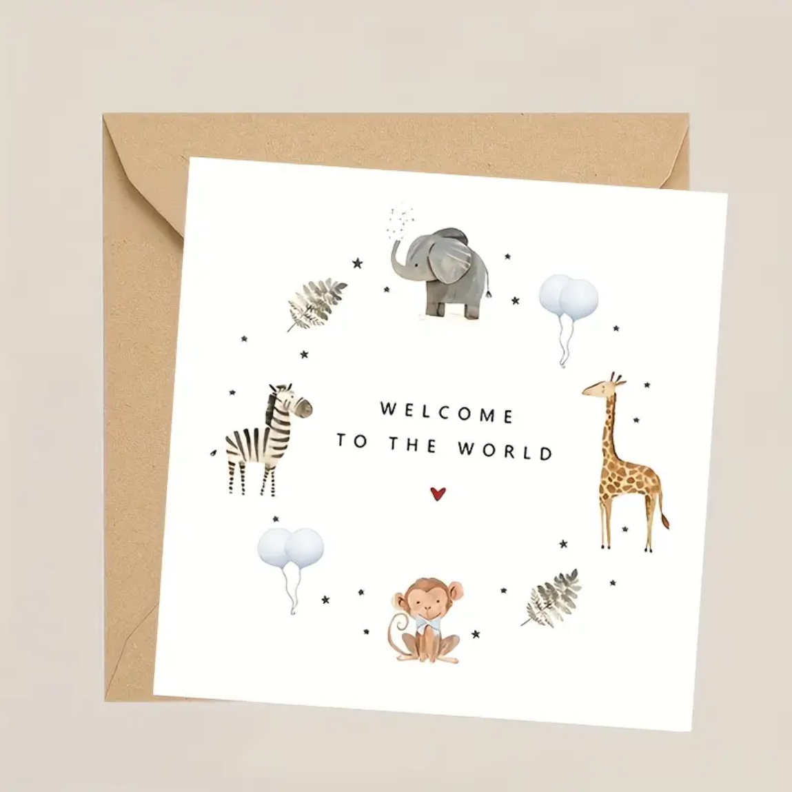 Petite carte « welcome » savane avec enveloppe kraft