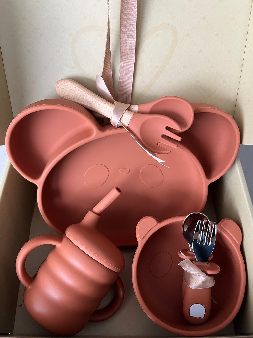 Set repas bébé complet en silicone – Cadeau de naissance - TERRACOTTA