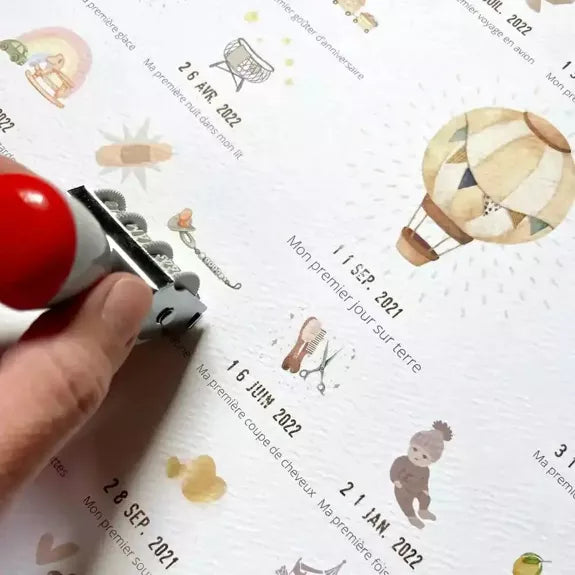 Coffret complet Mes Premières Fois - Affiche 'Classique' (Affiche + Tampon + Encrier + Porte-Affiche + Tube Cadeau)