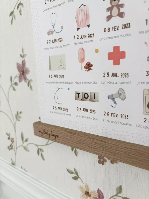 Coffret complet Grossesse - Affiche 'En t'attendant' (Affiche + Tampon + Encrier + Porte-Affiche + Tube Cadeau)