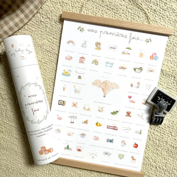 Coffret complet Mes Premières Fois - Affiche 'Soft Balloon' (Affiche + Tampon + Encrier + Porte-Affiche + Tube Cadeau)
