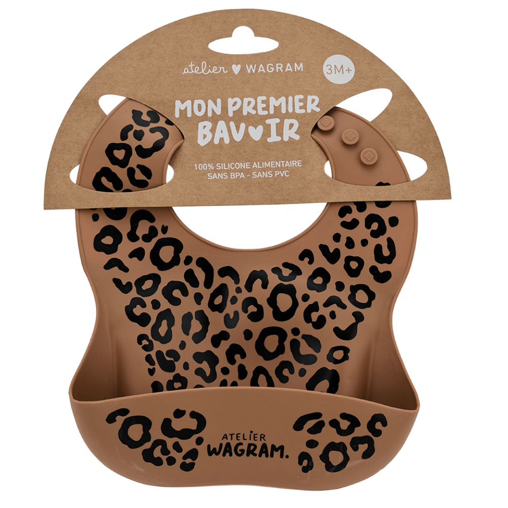 Bavoir silicone - CARAMEL LEOPARD