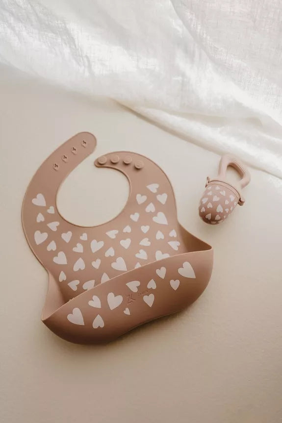 Bavoir en silicone - Fall in love taupe Rose