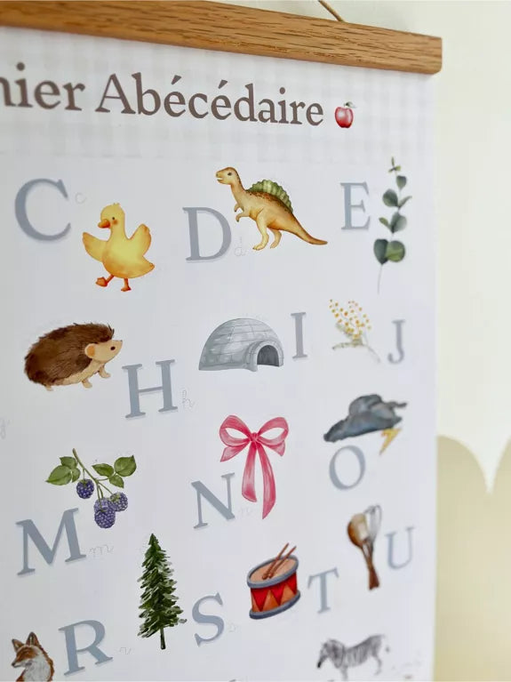 Coffret complet Mon Premier Abécédaire (Affiche + Porte-Affiche magnétique en chêne)
