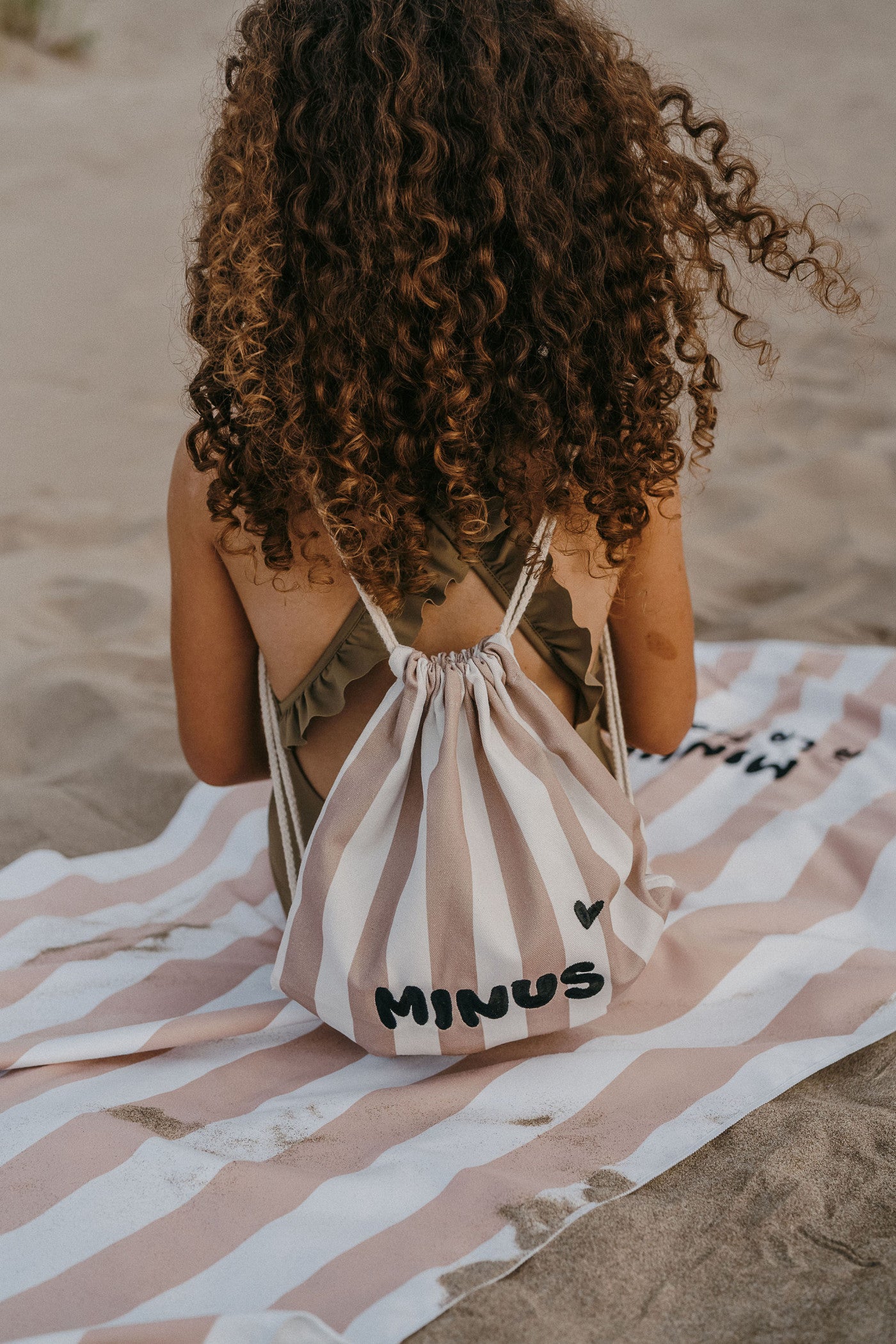 Sac à cordons - Rayure rose