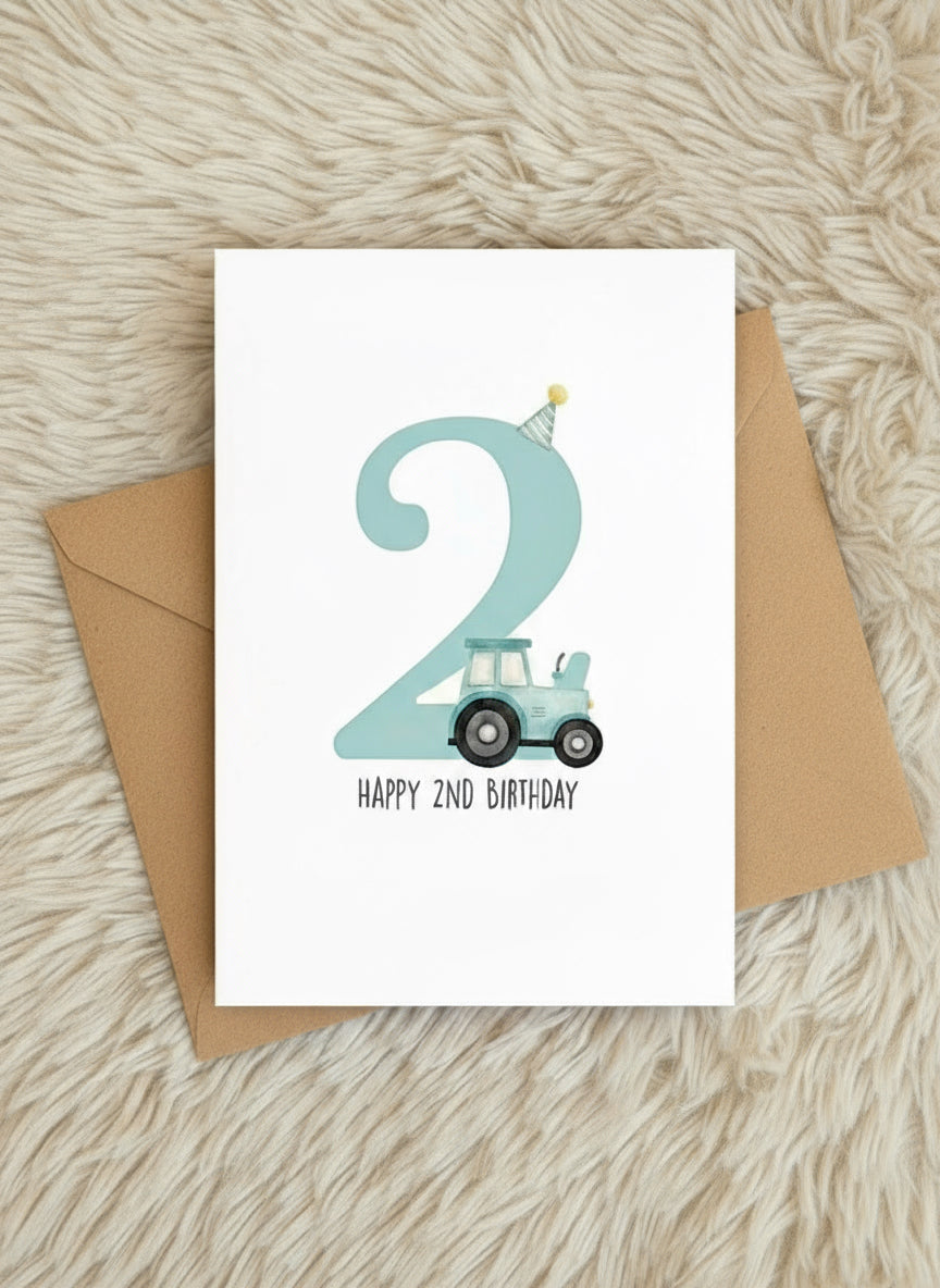 Carte anniversaire 2 ans Tracteur