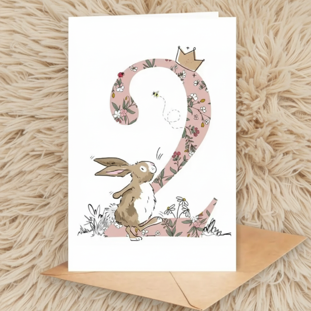 Carte d’anniversaire « Lapin vieux rose 2 ans» 🎉🐰