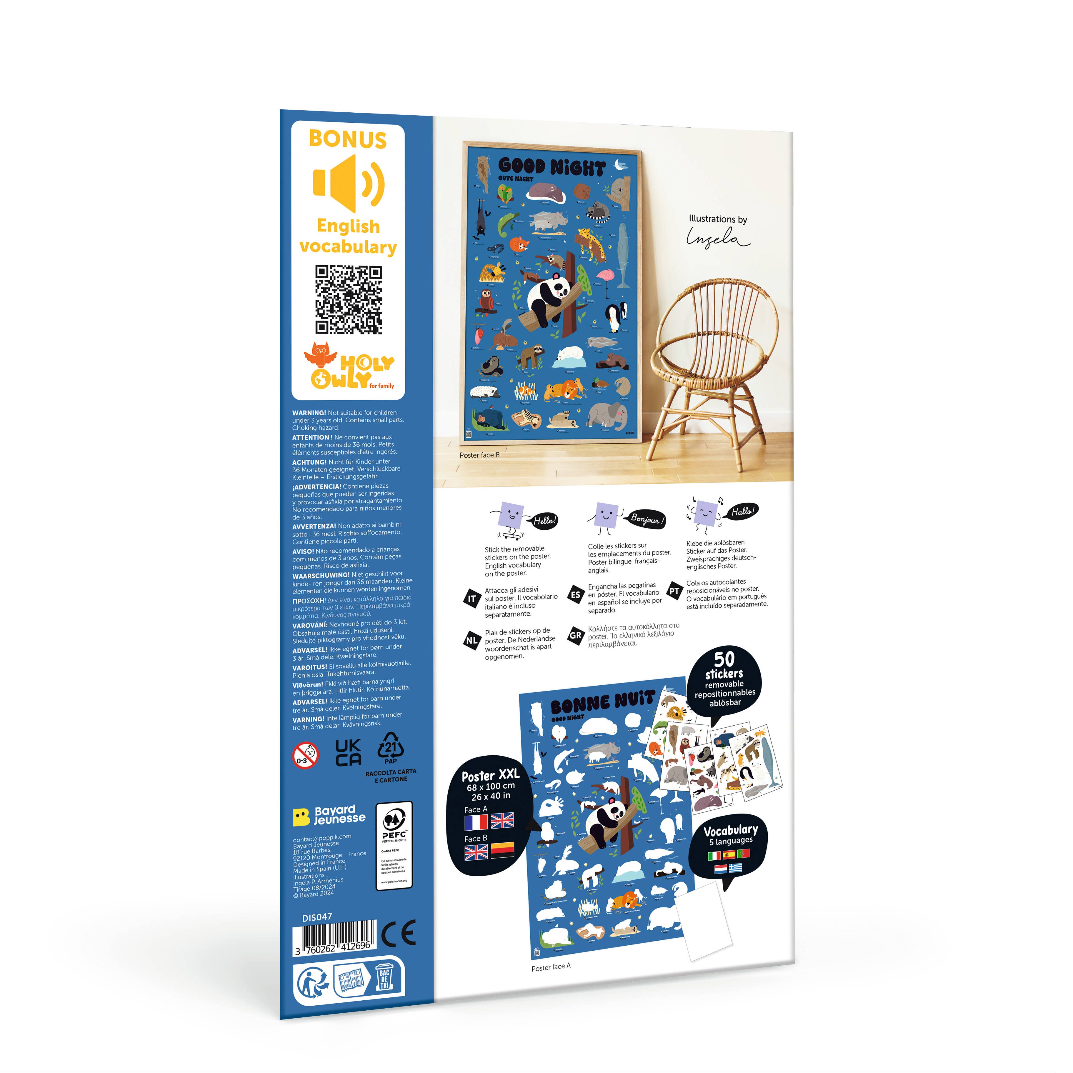 POSTER EDUCATIF EN STICKERS BONNE NUIT