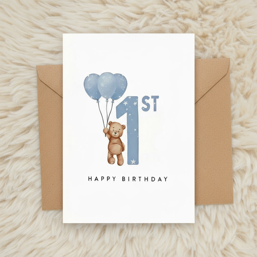 Carte anniversaire 1 an bleu