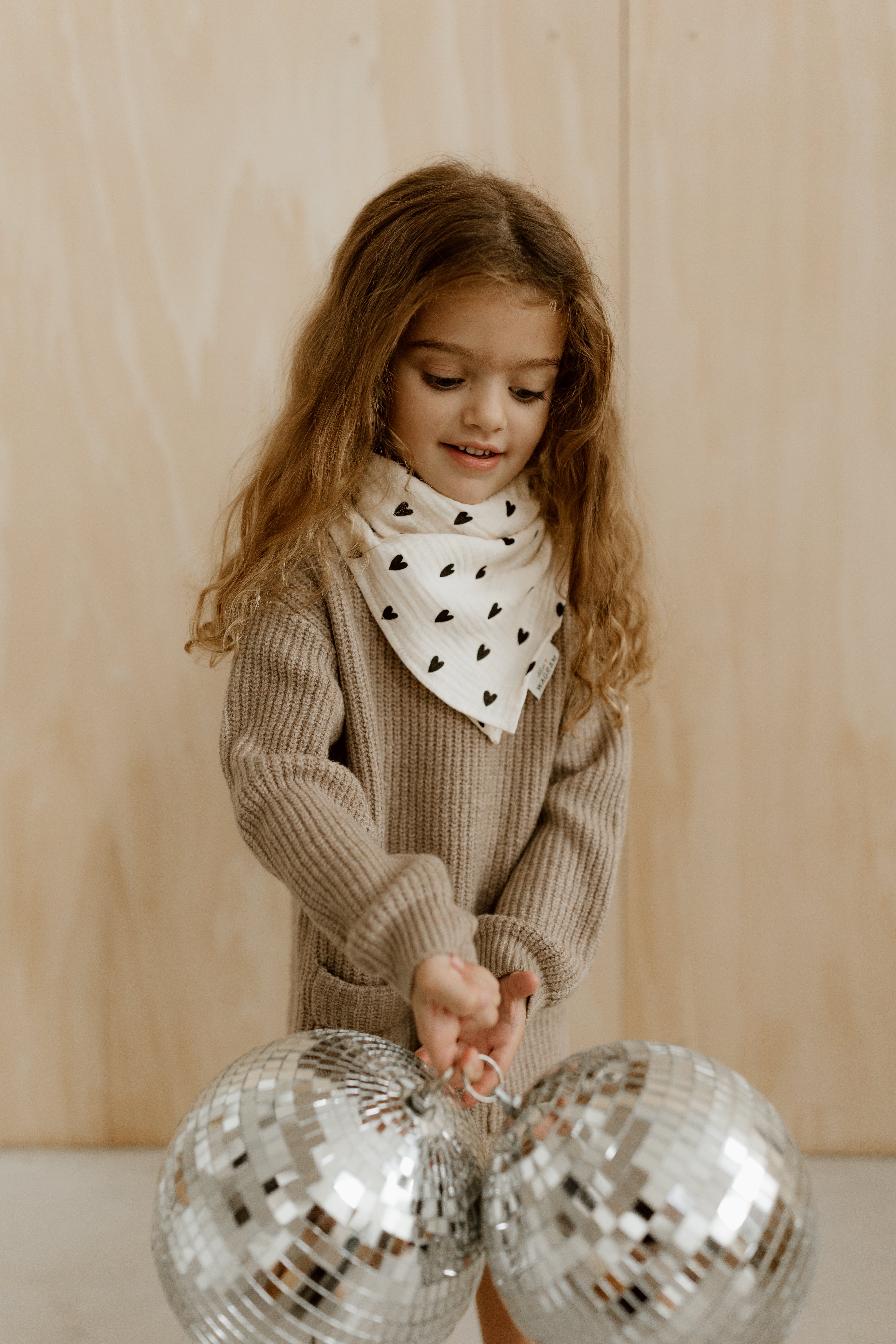 Foulard - Gaze Beige cœurs noirs