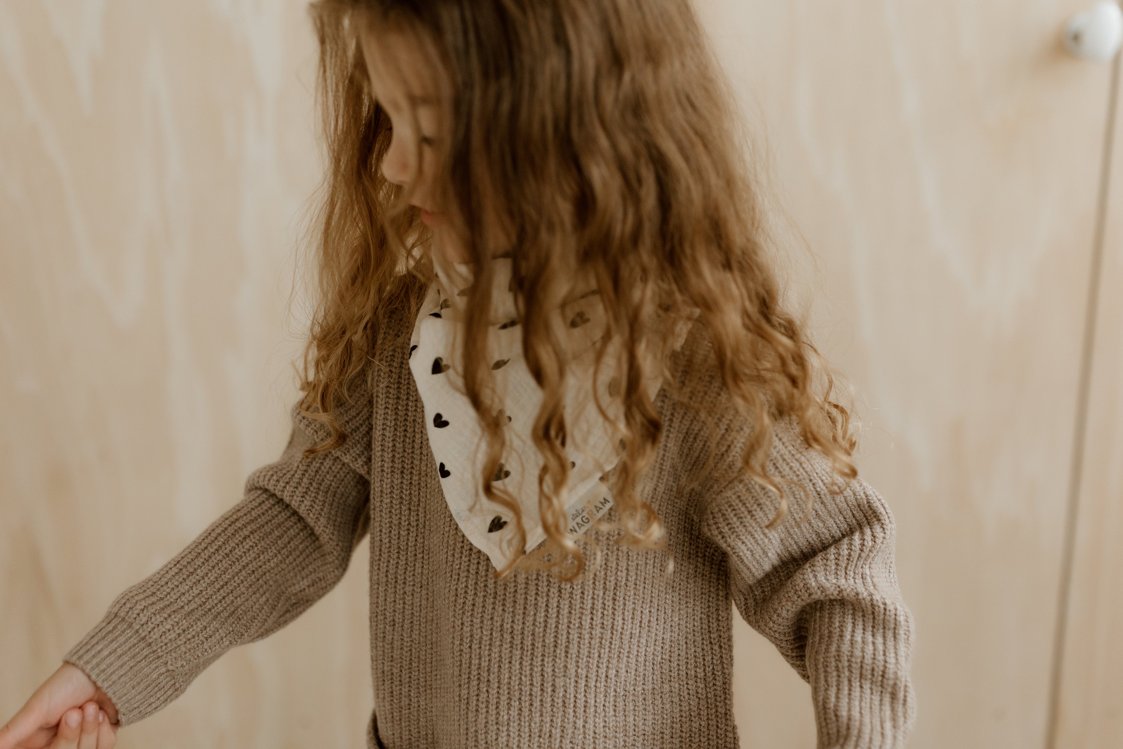 Foulard - Gaze Beige cœurs noirs