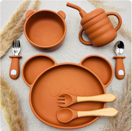 Set repas bébé complet en silicone – Cadeau de naissance - TERRACOTTA