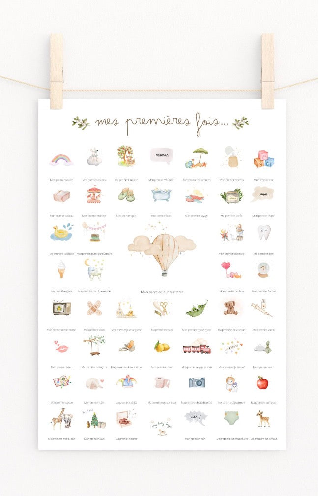 Coffret complet Mes Premières Fois - Affiche 'Soft Balloon' (Affiche + Tampon + Encrier + Porte-Affiche + Tube Cadeau)