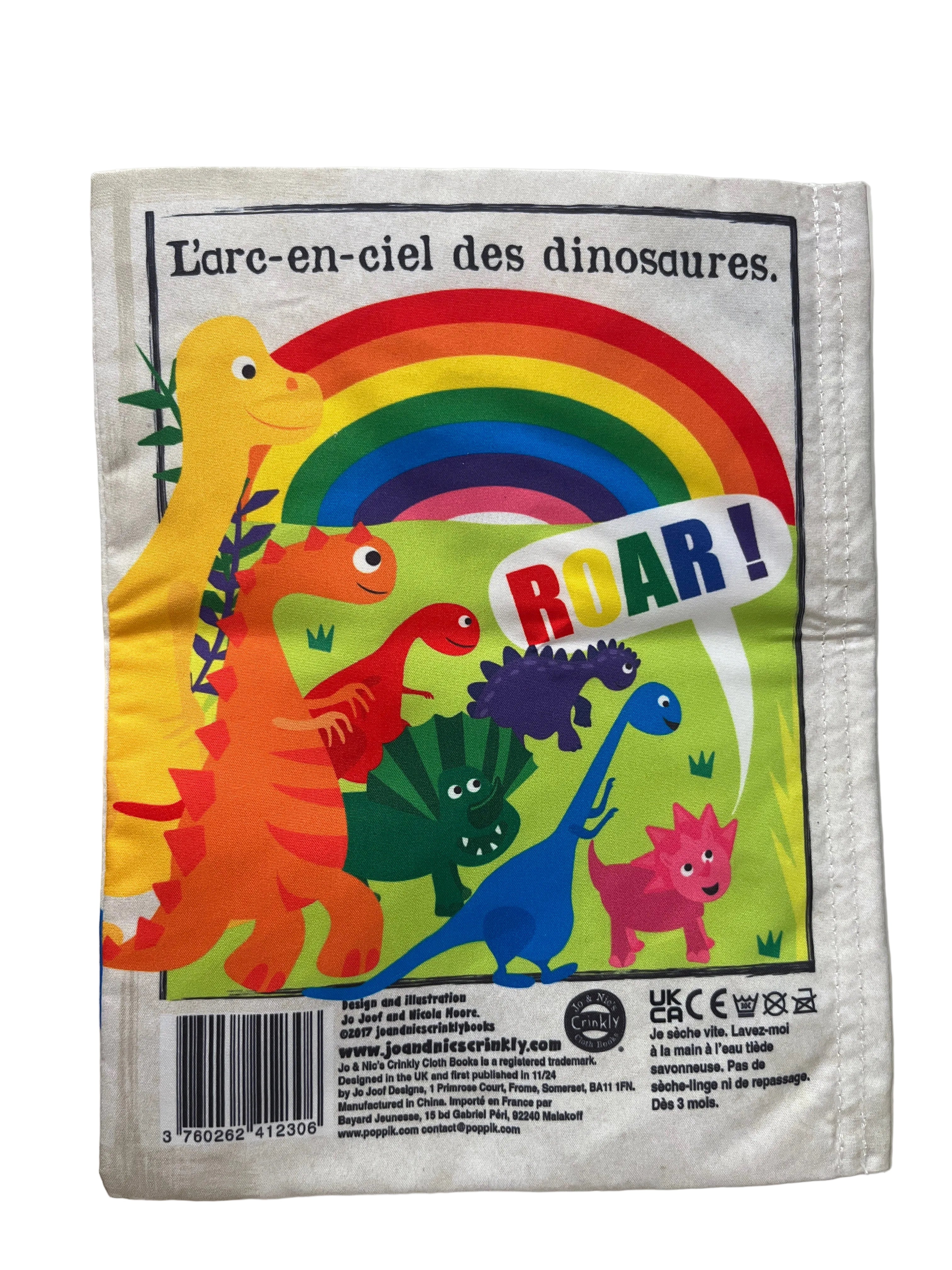 CRINKLY Mon premier livre bébé en tissu LES DINOSAURES (dès 3 mois)