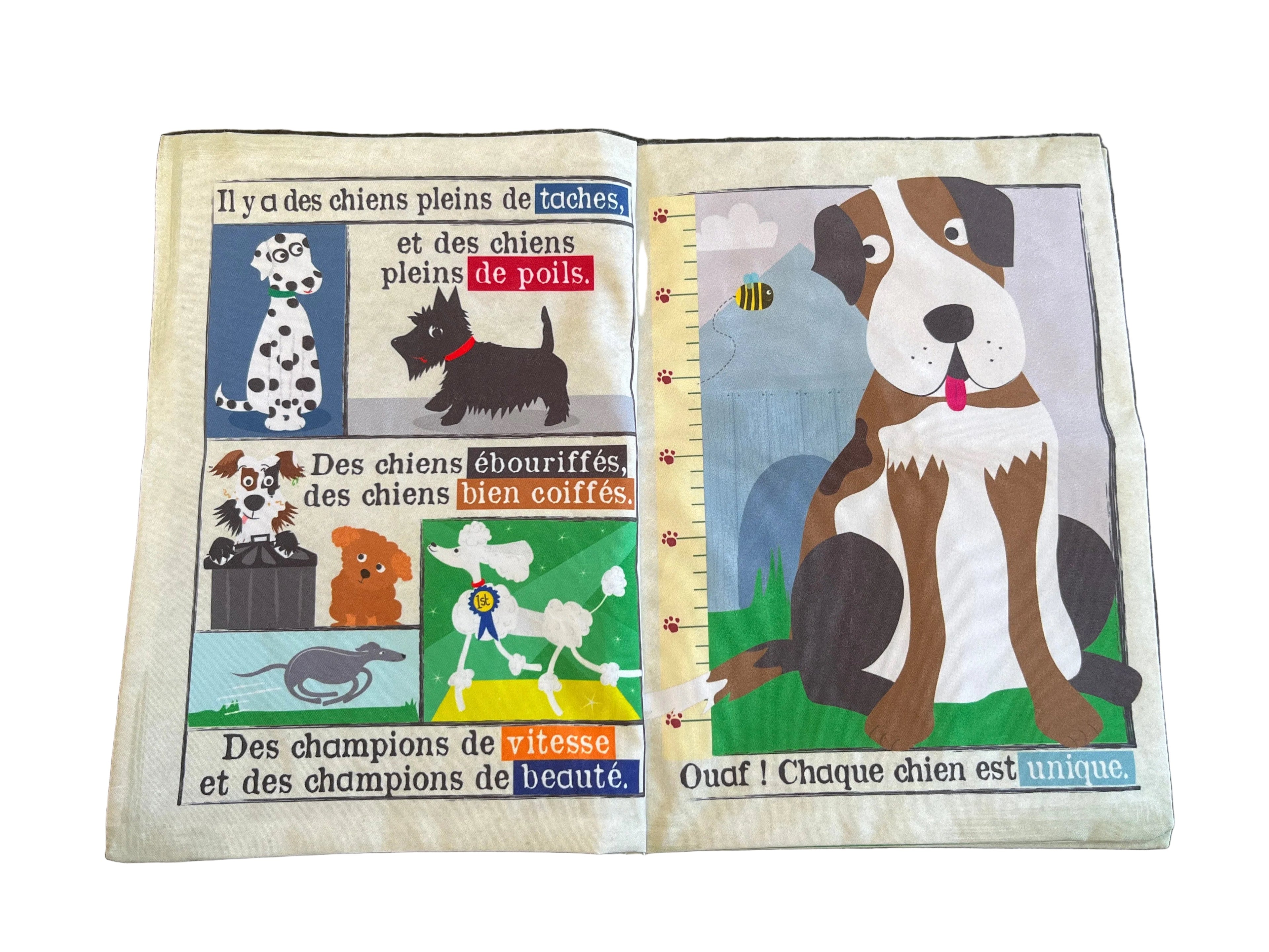 CRINKLY Mon premier livre bébé en tissu NOS AMIS LES CHIENS (dès 3 mois)