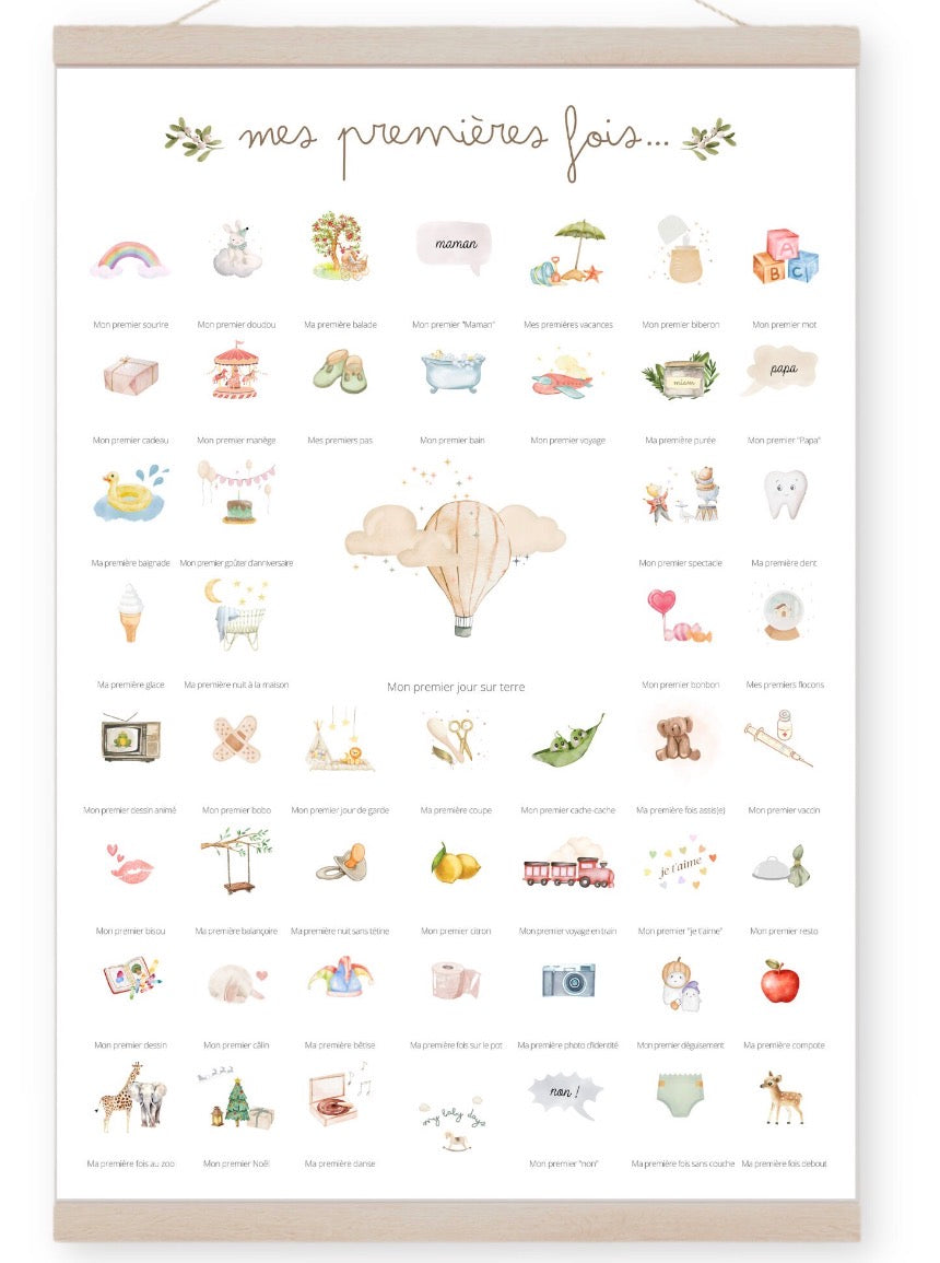 Coffret complet Mes Premières Fois - Affiche 'Soft Balloon' (Affiche + Tampon + Encrier + Porte-Affiche + Tube Cadeau)