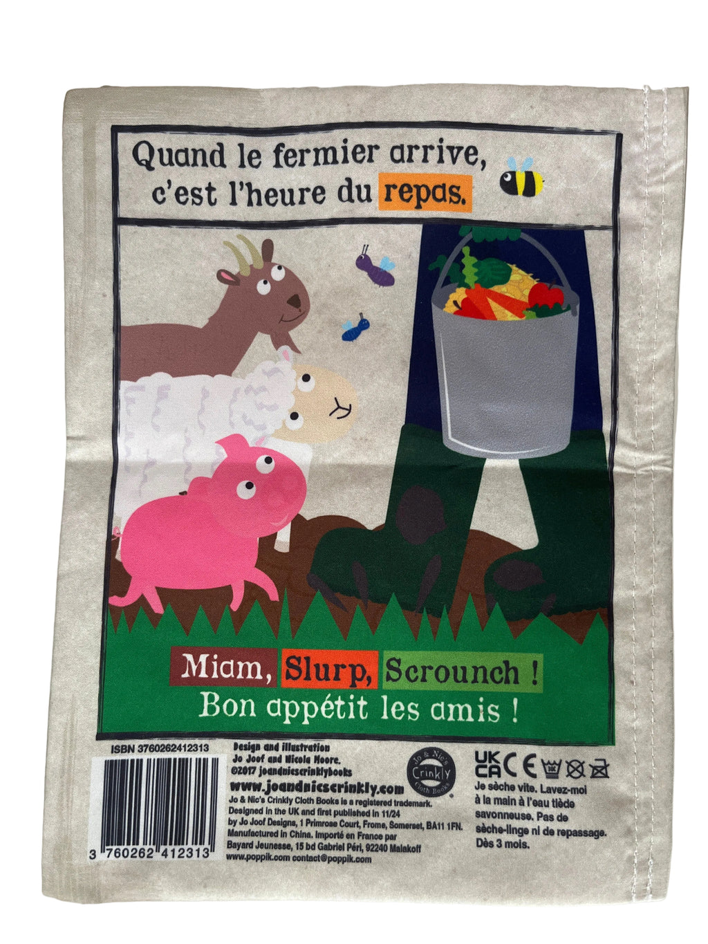 CRINKLY Mon premier livre bébé en tissu ANIMAUX DE LA FERME (dès 3 mois)