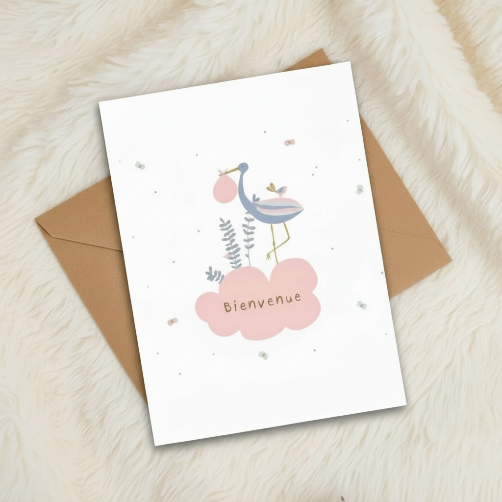 Carte « Bienvenue » avec enveloppe kraft