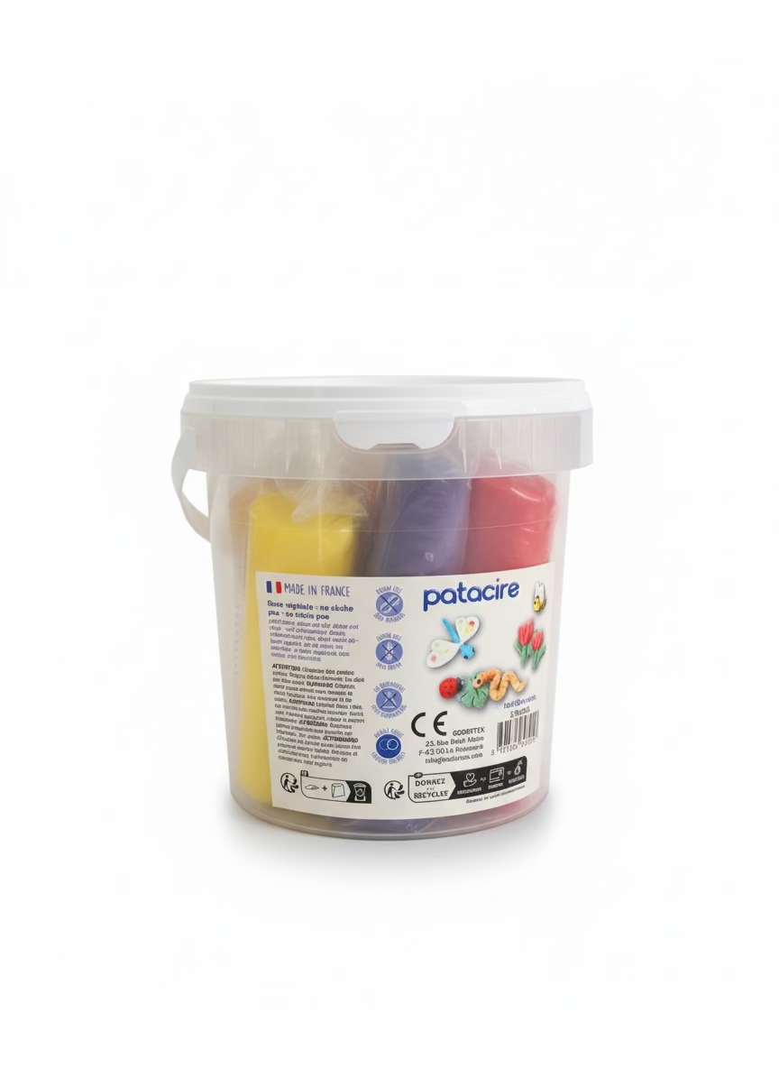 Pâte à modeler végétale non séchante: seau 8 bâtons multicolores: made in France 🇫🇷