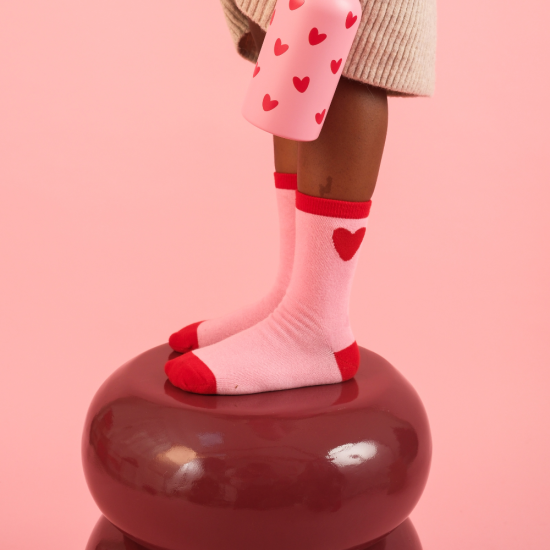 Chaussettes enfant rose / rouge