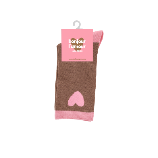 Chaussettes enfant marron/ rose