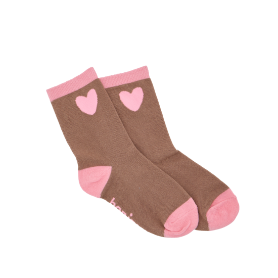 Chaussettes enfant marron/ rose