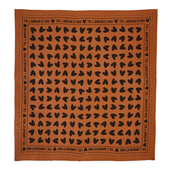 FOULARD COEURS 55CM Marron/ Noir