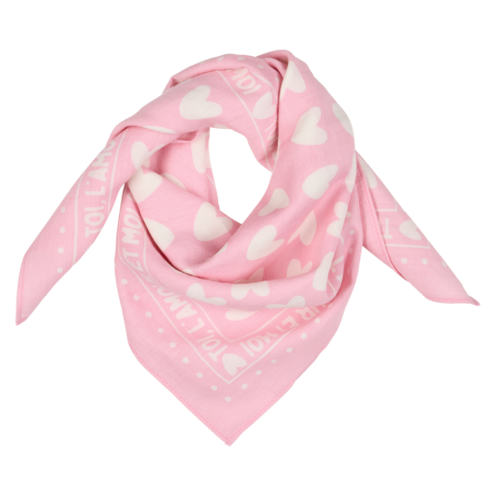 FOULARD COEURS 55CM Rose / Blanc