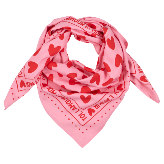 FOULARD COEURS 55CM Rose / Rouge
