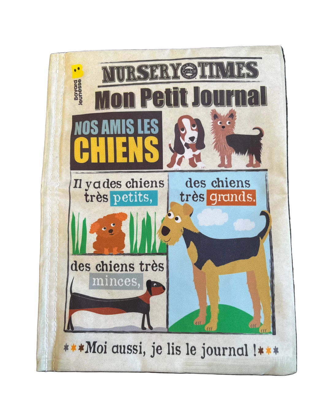 CRINKLY Mon premier livre bébé en tissu NOS AMIS LES CHIENS (dès 3 mois)