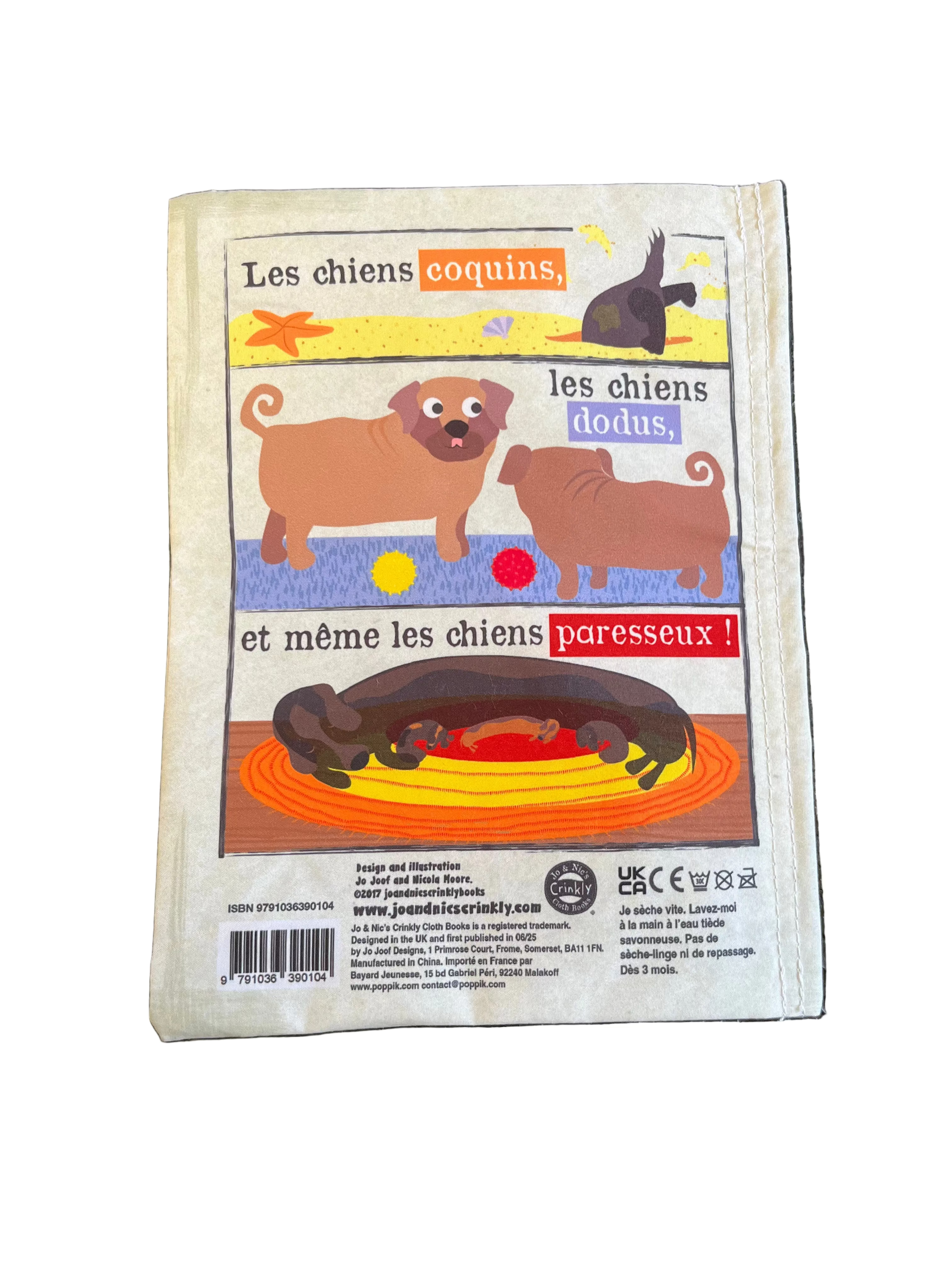 CRINKLY Mon premier livre bébé en tissu NOS AMIS LES CHIENS (dès 3 mois)