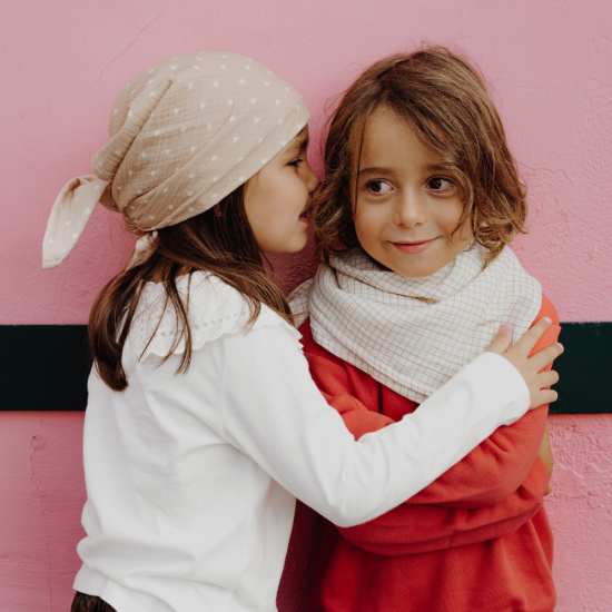 Foulard - Gaze Beige petit cœurs