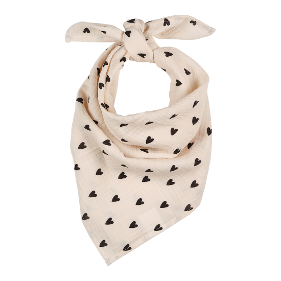 Foulard - Gaze Beige cœurs noirs